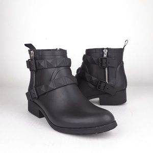 Rebecca Minkoff Quincy Black Studded Rain Boots 8